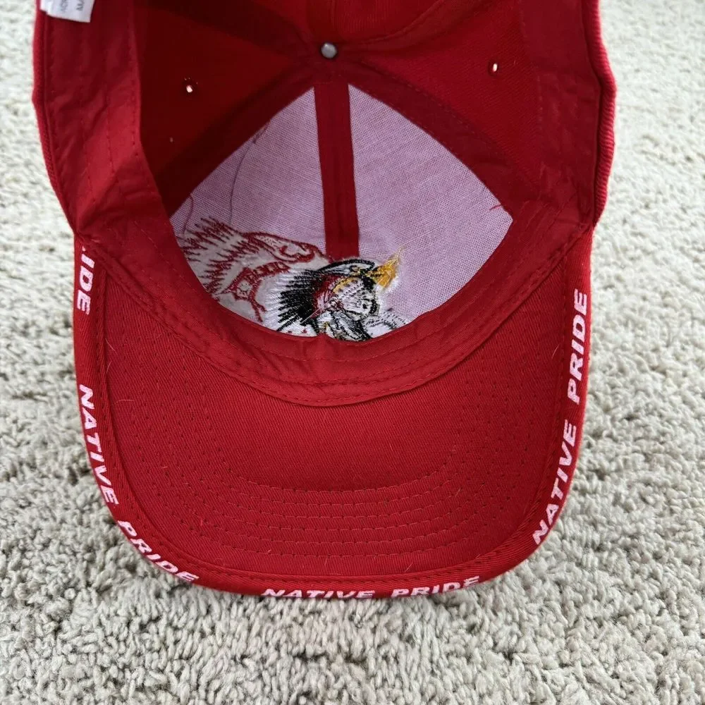 Native Pride American Indian Hat Red‎ Adjustable Strap Chief Feathers Eagle Cap